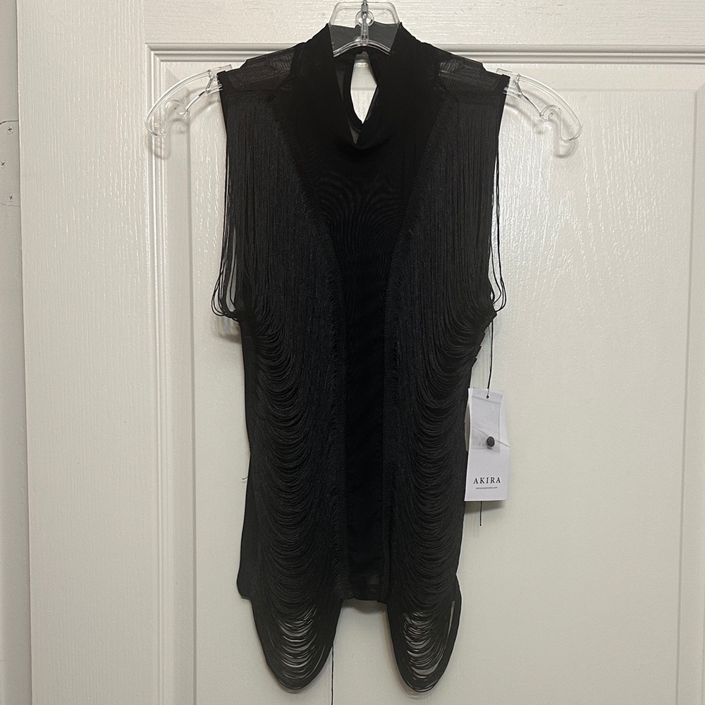 AKIRA Black Sheer Layered Top